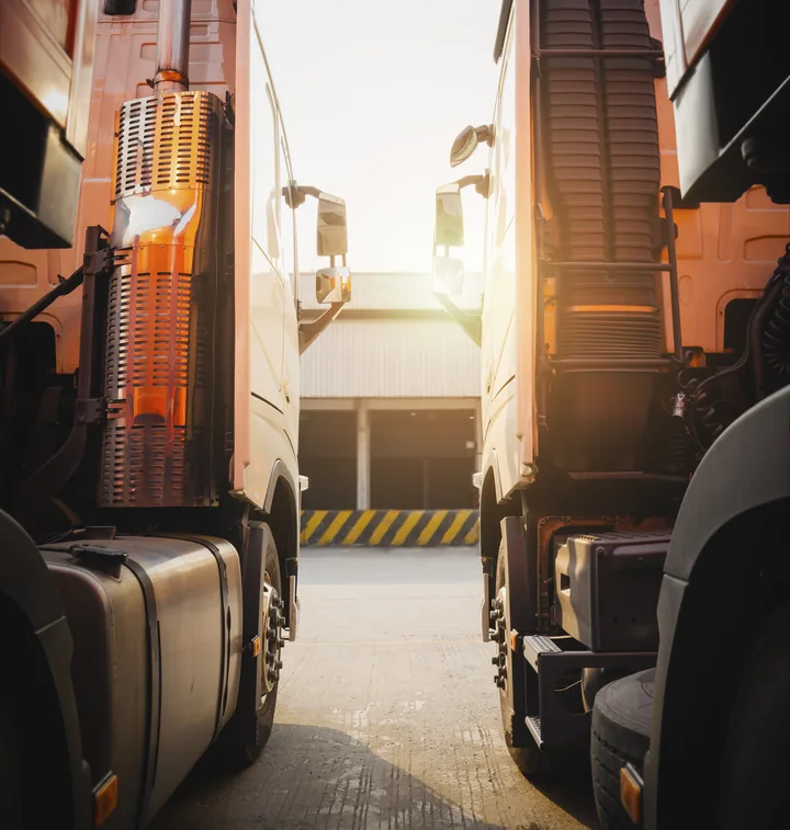 Trucks loading at a freight terminal
