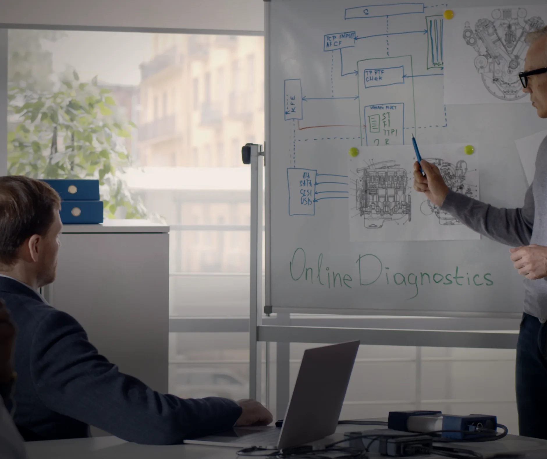 Engineering team planning custom software architecture